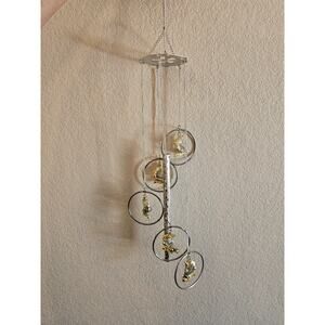 Vintage 1990s Unicorn Wind Chime Chain w/ Glass Unicorns